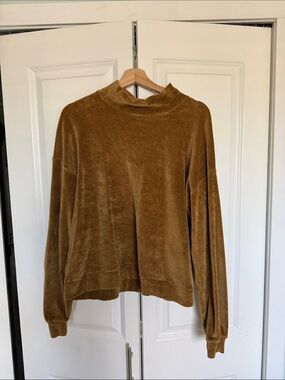 The Simple Folk Organic cotton velvet mock-neck top sz S
